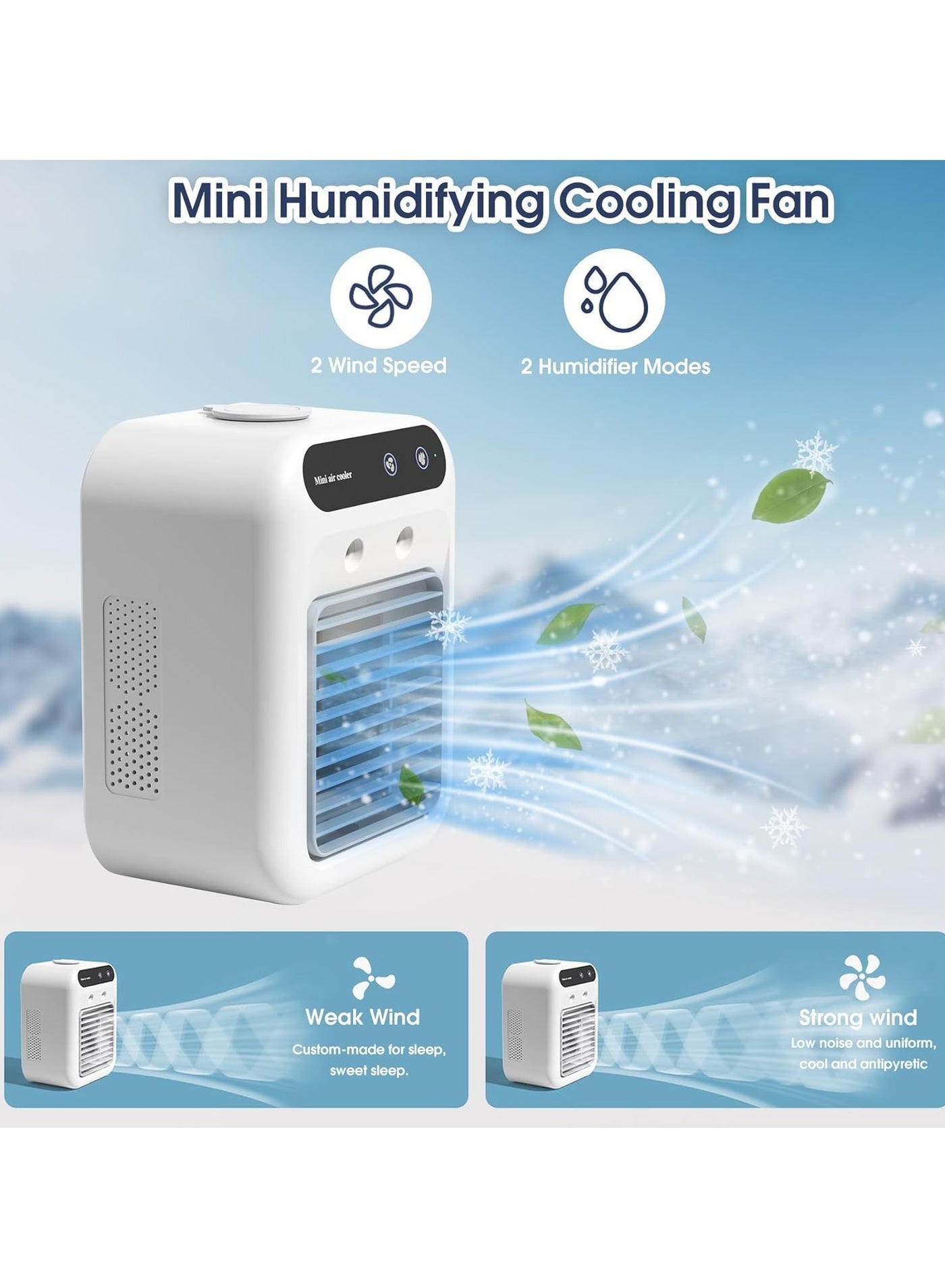 Mini Portable Air Cooler Fan with Water Air Conditioning for Home, Office & Car Use